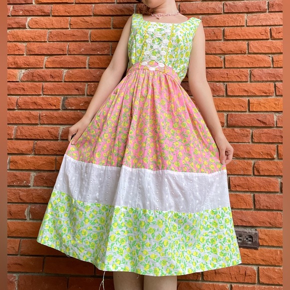 Vintage Lily Pulitzer floral colour block dress - Picture 2 of 16